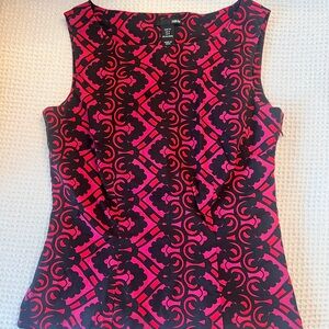 VINTAGE Women's Pink and Black Patterned Top